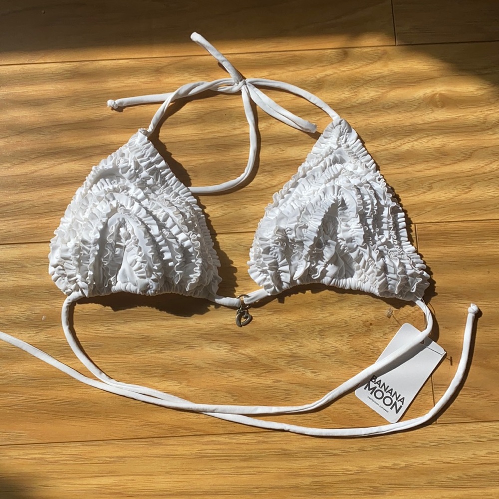 Banana Moon white ruffle bikini top